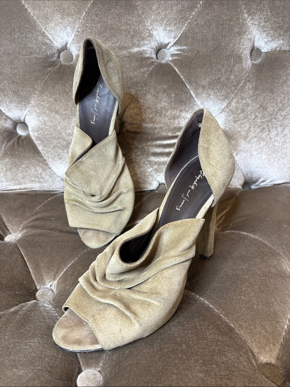 Elizabeth & James Suede Open-Toe Slouchy D'Orsay Heels